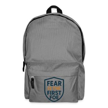 Fear Is the First Foe Shield Design - Backpack - elephant grey - Front