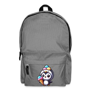 Lustiger Pinguin mit Eiskrem süß Cartoon Sommer - Rucksack - Mittelgrau - Vorne