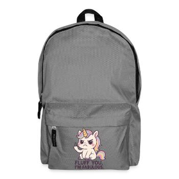 Funny Unicorn Shirt "Fluff you, I'm fabulous" - Backpack - elephant grey - Front