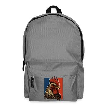 Flaming Rooster Blue White Red - France Patriote - Backpack - elephant grey - Front