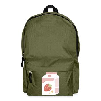 Strawberry Milk Box Illustration - Backpack - olive green - Front