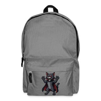 Cute Halloween Cat Vampire Cartoon Monster Funny - Backpack - elephant grey - Front