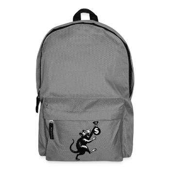 Rat with money bag in Banksy style - Backpack - elephant grey - Front