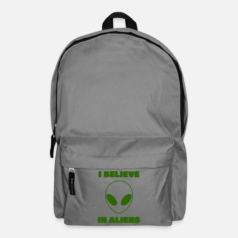 I Believe in Aliens Green UFO Minimal Statement - Backpack - elephant grey
