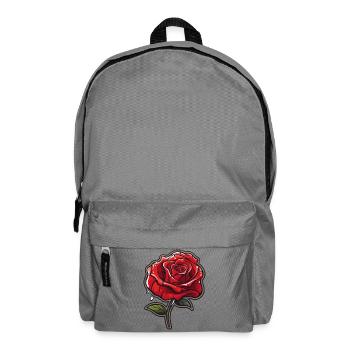 Red Rose Tattoo Style Motif - Backpack - elephant grey - Front