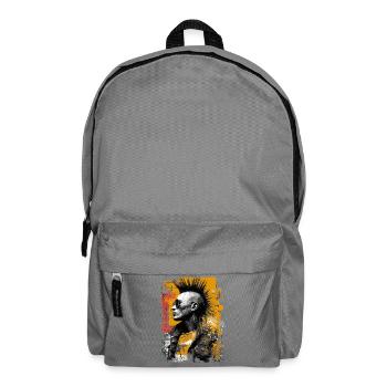 Punk mit Irokesenfrisur - Rucksack - Mittelgrau - Vorne