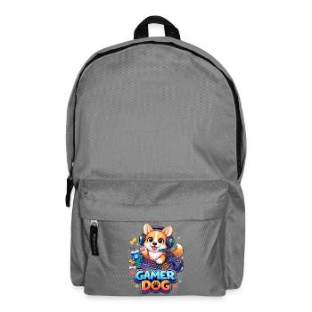 Gamer Dog – Kawaii Hund mit Headset & Tastatur - Rucksack - Mittelgrau - Vorne