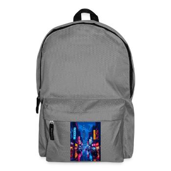Taipei the capital of Taiwan - Neon Rain Night - Backpack - elephant grey - Front