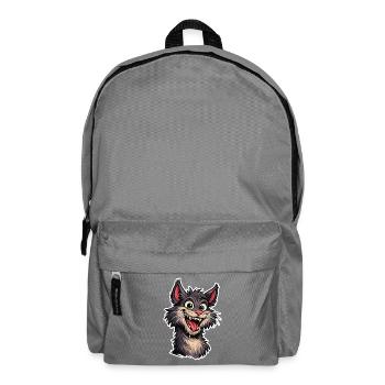 Fröhliches Bild einer lächelnden Cartoon-Katze - Rucksack - Mittelgrau - Vorne