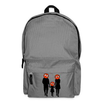 Familie Silhouette Liebe Kinder Eltern Mama Papa - Rucksack - Mittelgrau - Vorne