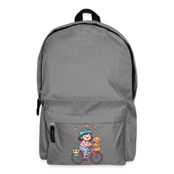 Pfoten und Pedale süßer Fahrradaufkleber - Rucksack - Mittelgrau - Vorne