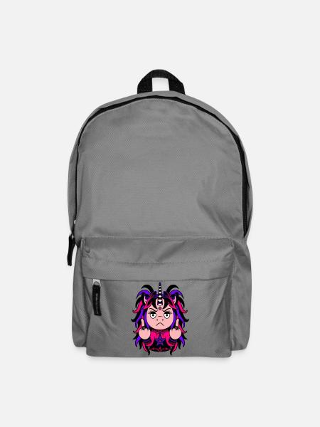 Mean Mare: Pink-Lila EinZORN mit Mittelfinger - Rucksack - Mittelgrau