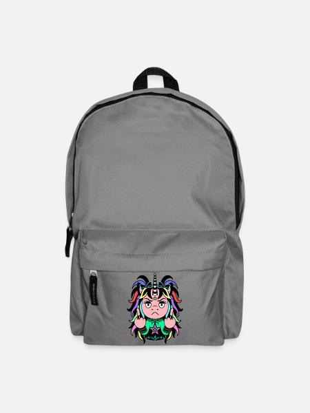 Colour-Chaos: Buntes EinZORN mit Mittelfinger - Rucksack - Mittelgrau