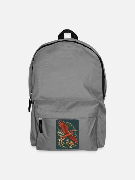 Roter Phoenix im Tattoo-Stiel  - Rucksack - Mittelgrau