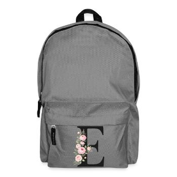 E Buchstabe Monogram Floral - Rucksack - Mittelgrau - Vorne