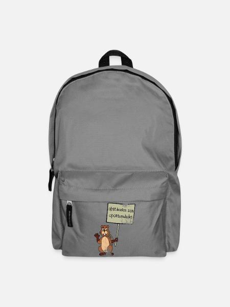 Hindernisse sind Chancen - Biber sieht nur Chancen - Rucksack - Mittelgrau
