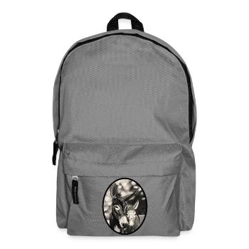 SchwarzWeiss EselDuo Porträt - Rucksack - Mittelgrau - Vorne