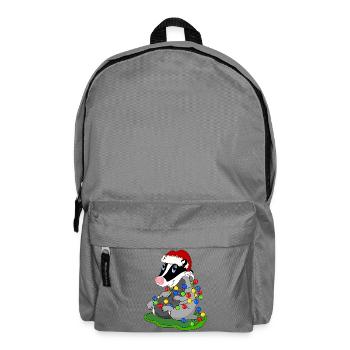 Weihnachtsdachs mit Lichterketten - Rucksack - Mittelgrau - Vorne