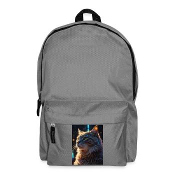 Sternenpfote: Neon-Katze im Licht - Rucksack - Mittelgrau - Vorne
