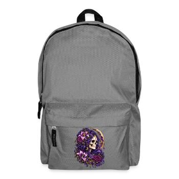 Schädelfrau, Mondblumen, Lila, Gotisch, - Rucksack - Mittelgrau - Vorne