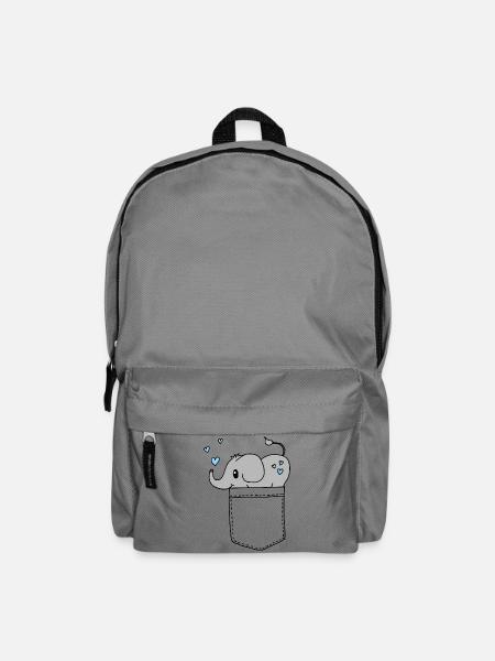 Brusttasche Hemd Elefant Herz blau süßes Motiv - Rucksack - Mittelgrau