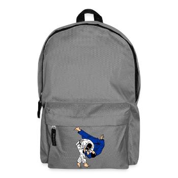 Judo throw in competition blue white suit or kimono - Backpack - elephant grey - Front