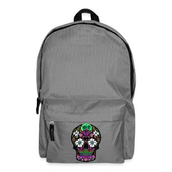 Floral Sugar Skull | Mexican Day of the Dead - Backpack - elephant grey - Front