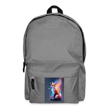 Fantastischer Fuchs mit bunten Schmetterlingen - Rucksack - Mittelgrau - Vorne