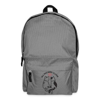 Katzen - Alles, was du brauchst, ist Liebe - Rucksack - Mittelgrau - Vorne