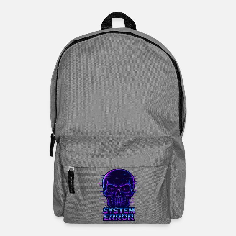 Neon Glitch Schädel mit Systemfehlertext - Rucksack - Mittelgrau