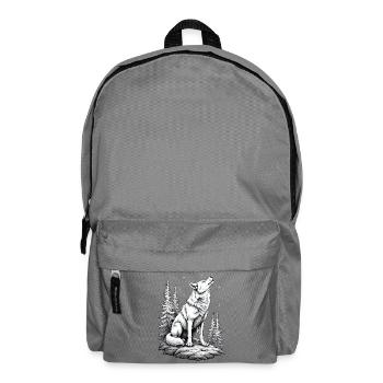 Wolf Rock Drawing Sketch Black White - Backpack - elephant grey - Front