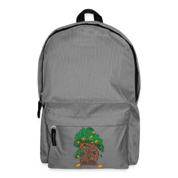 Money Tree bonsai with money leaves and gold coin - Backpack - elephant grey - Front