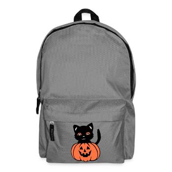 Halloween Chat Noir Citrouille Automne Effrayant Effrayant - Sac à dos - gris éléphant - Devant