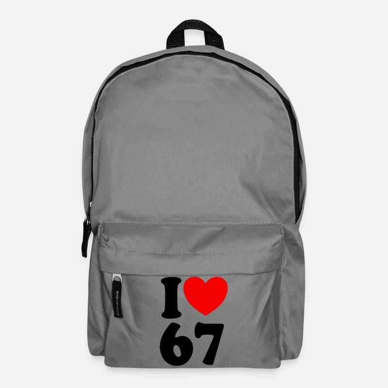 Fun 67 Zahl 6-7 I Herz 6 7 Sechs Sieben - Rucksack - Mittelgrau