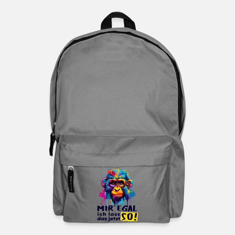 MIR EGAL - ich lass das jetzt SO! - lustiger Affe - Rucksack - Mittelgrau