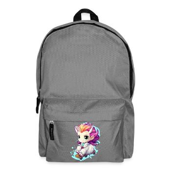 Rainbow Unicorn on skateboard - Backpack - elephant grey - Front