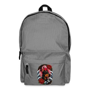 Dobermann im japanischen Irezumi Tattoo Stil - Rucksack - Mittelgrau - Vorne