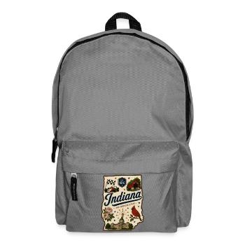 Indiana Hoosier State Vintage-Reiseaufkleber - Rucksack - Mittelgrau - Vorne
