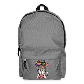 Happy Birthday cat - Rucksack - Mittelgrau - Vorne