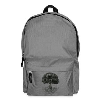 Lebensbaum mit Wurzeln – Schwarzweiß - Rucksack - Mittelgrau - Vorne