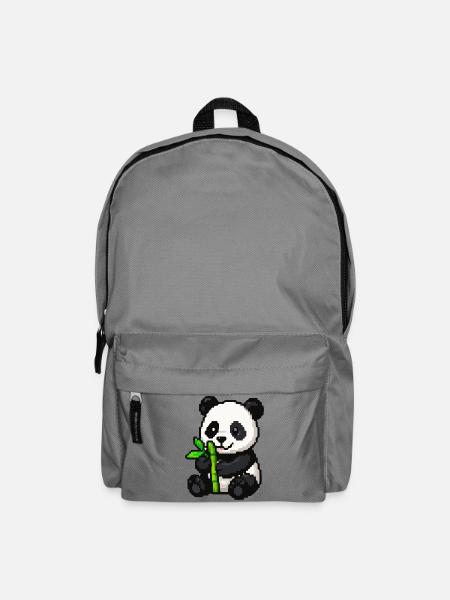 Pixelpanda mit Bambus - Rucksack - Mittelgrau