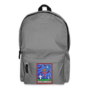 Halloween-Szene Buntglaskunst - Rucksack - Mittelgrau - Vorne