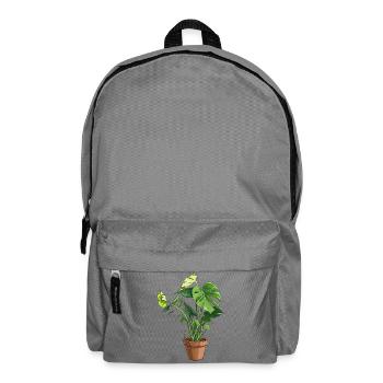 Monstera im Topf – Dschungelblätter - Rucksack - Mittelgrau - Vorne