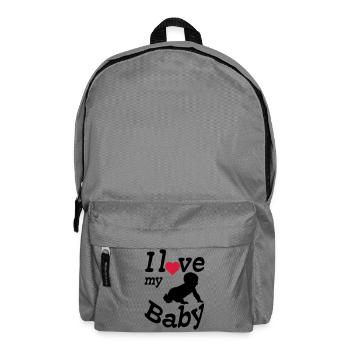 J’aime mon bébé, mon enfant, ma naissance, mes parents, mon cadeau - Sac à dos - gris éléphant - Devant