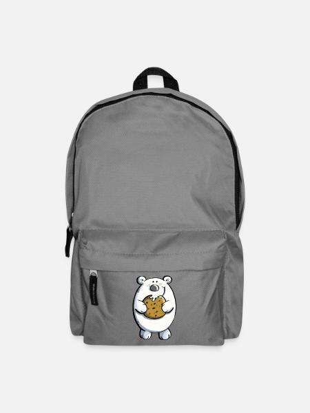 Süßer Eisbär mit riesigem Keks - Rucksack - Mittelgrau