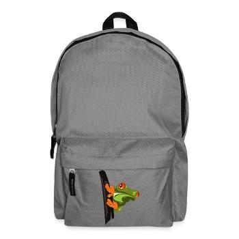 Naughty Climbing Frog Cartoon - Backpack - elephant grey - Front