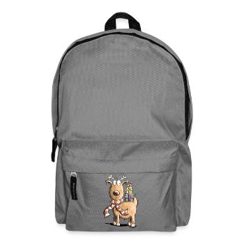 Renne de Noël drôle avec des cadeaux - Sac à dos - gris éléphant - Devant