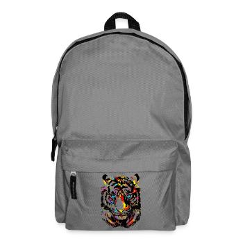 Colorful Tiger - Yellow Tiger Head - Tiger Drawing - Backpack - elephant grey - Front