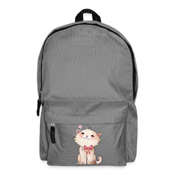 Cute cat watching a cherry blossom - Backpack - elephant grey - Front