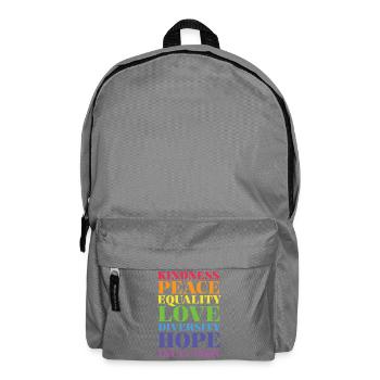 Pride Month LGBT - Kindness, Peace, Love - Backpack - elephant grey - Front
